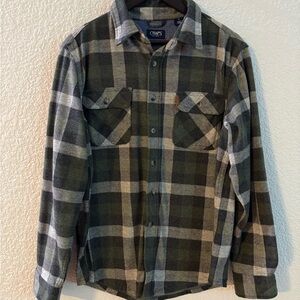 Chaps Gray and Green Plaid Shirt